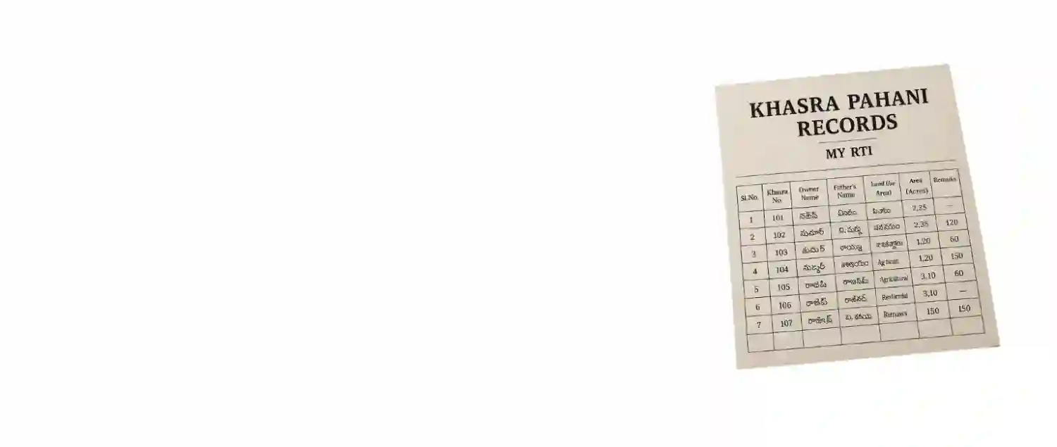 File RTI to access Khasra or Pahani land records and certified property documents
